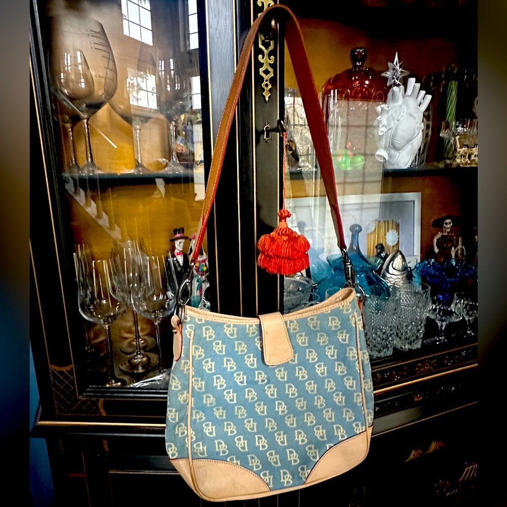 Dooney & Bourke signature logo denim canvas shoulder bag